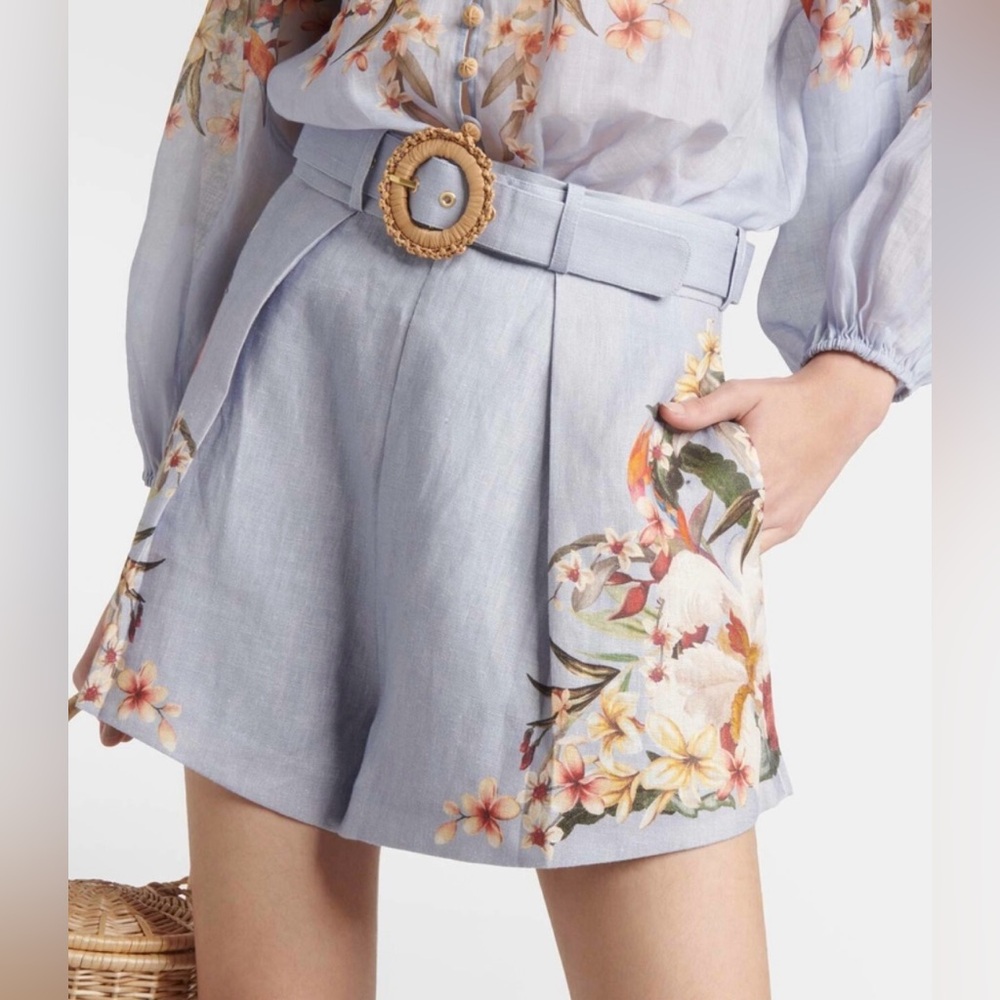 AU0 NWT Zimmermann Lexi Short in Blue Palm
